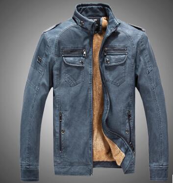 Fleece-Lined Jacket, Leather Men's Windbreaker
