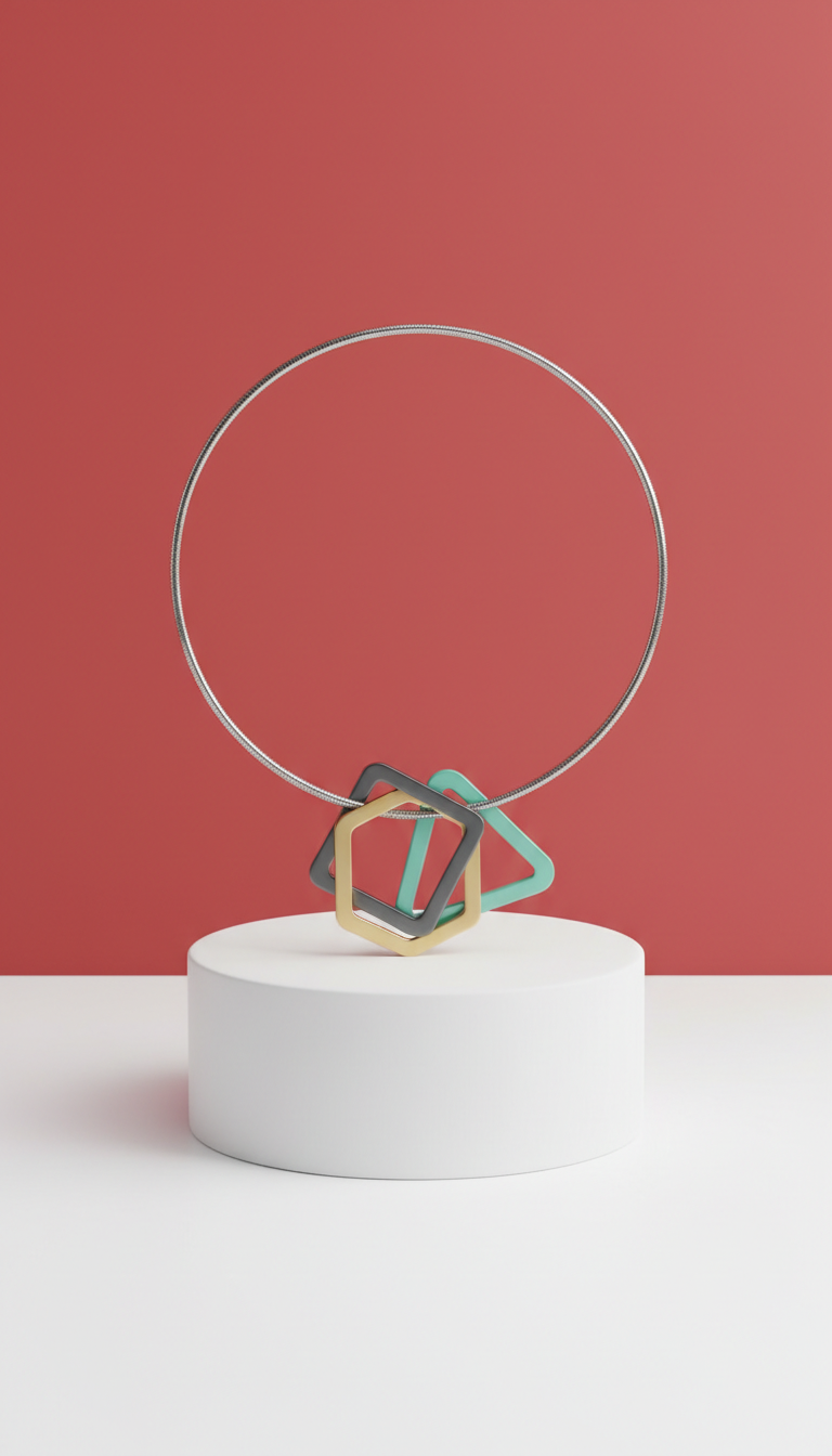 Geometric Pendant Necklace in Steel