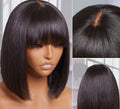 EASIHAIR Long Wine Red Gradient Fashion Wig with Bangs