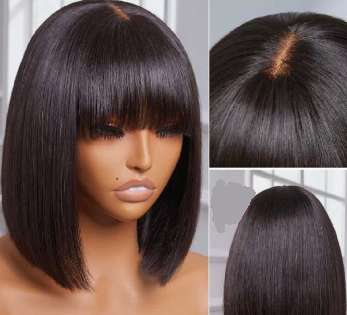 EASIHAIR Long Wine Red Gradient Fashion Wig with Bangs