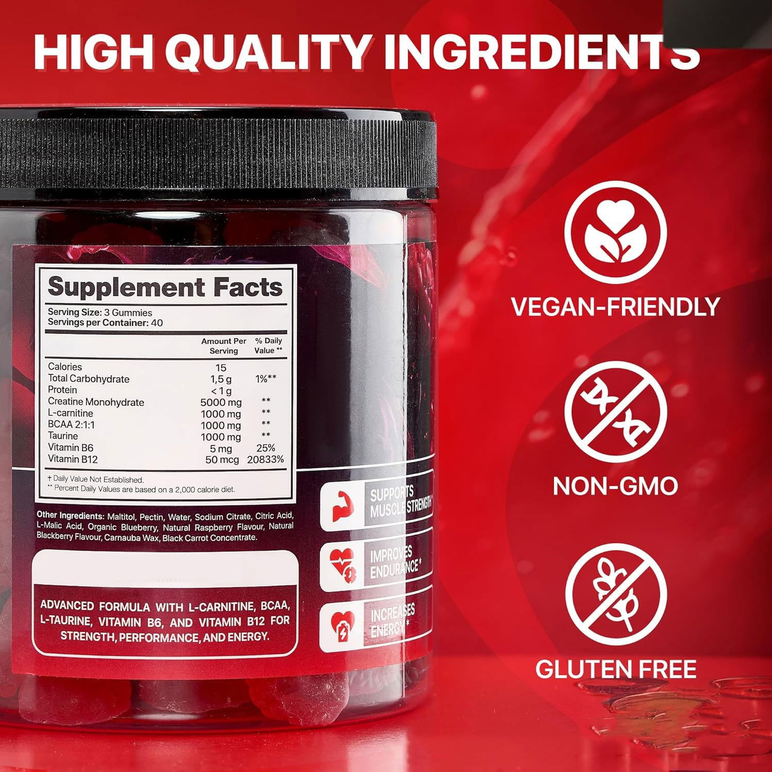 Muscle Boost Gummies – Berry Flavour Supplement
